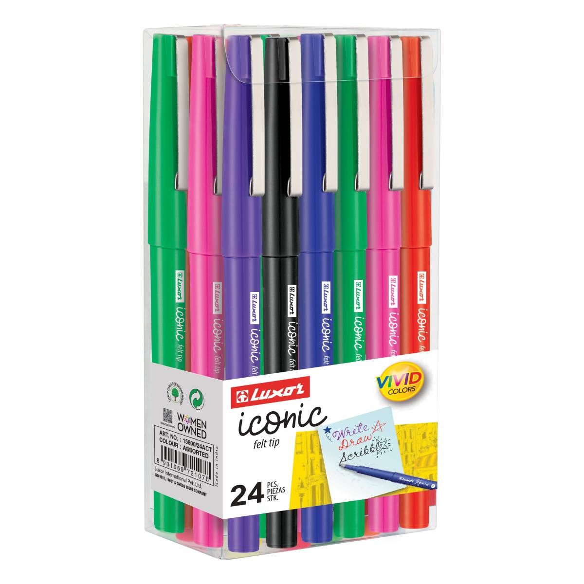 Luxor- Iconic Medium Pens, 24 Assorted Colors -01500159