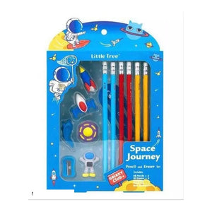 Little Tree 13 in 1 Space Journey Pencil and Eraser Set of 3pc - 03210001