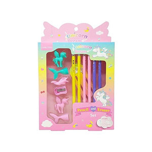 Little Tree 13 in-1 Unicorn Dream HB Pencil 6Pcs and Eraser Set of 3pc - 03210002