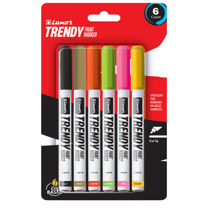 Luxor- Trendy 6 Assorted Paint Markers- Fine Tip-01500201