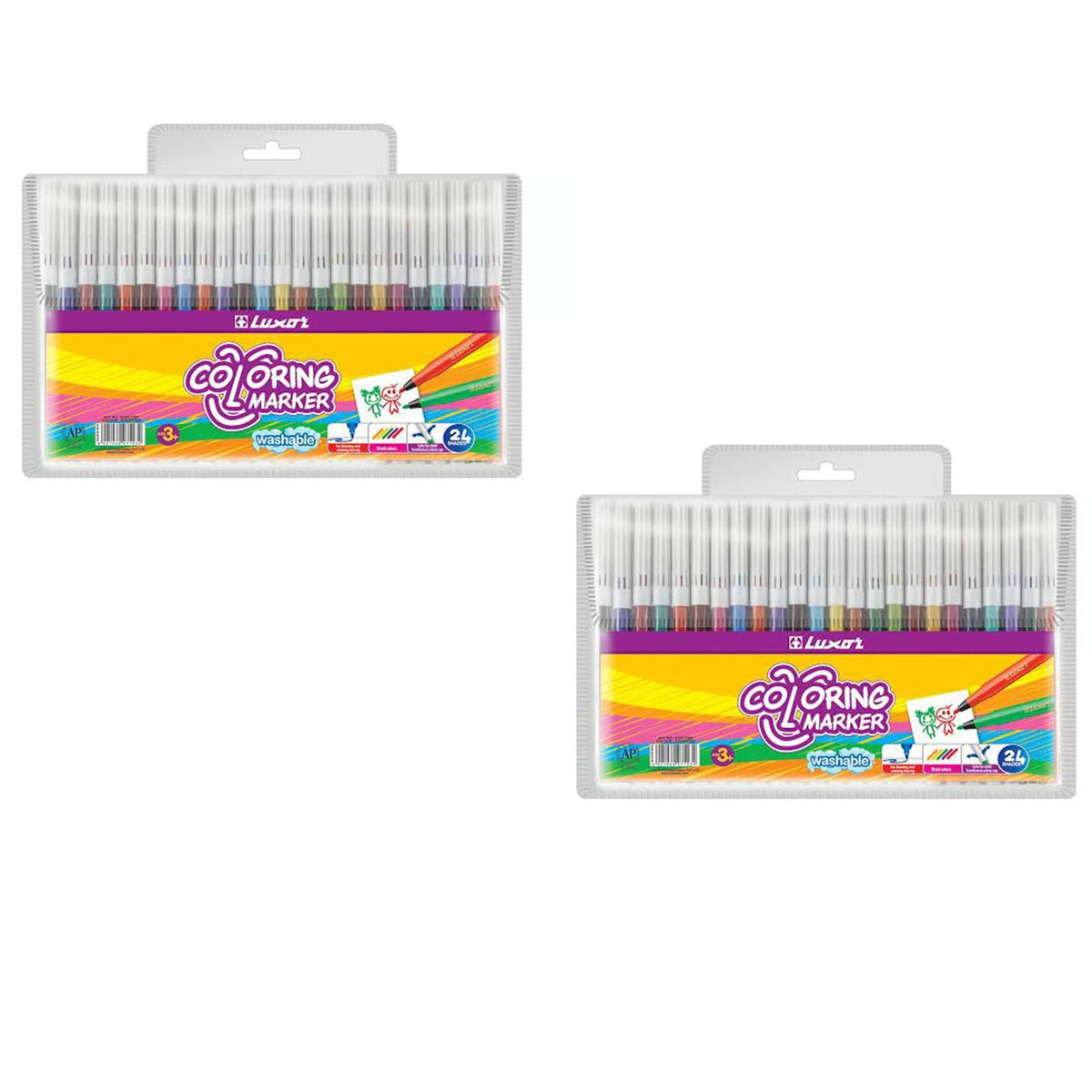 لوكسور - قلم تلوين - مجموعة متنوعة - (24 قلمًا في المحفظة) - مجموعة من عبوتين - 01500118