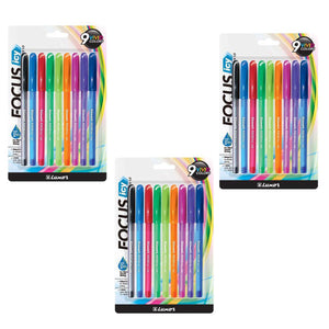Luxor- Focus Icy Ball Pen- 1.0mm -9Assorted Pens- Set of 3packet -01500096