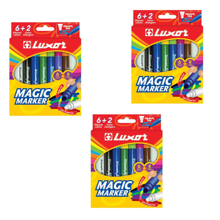 Luxor- Magic Pens Magic Marker Case of 8 Assorted colors - Set of 3pac ...