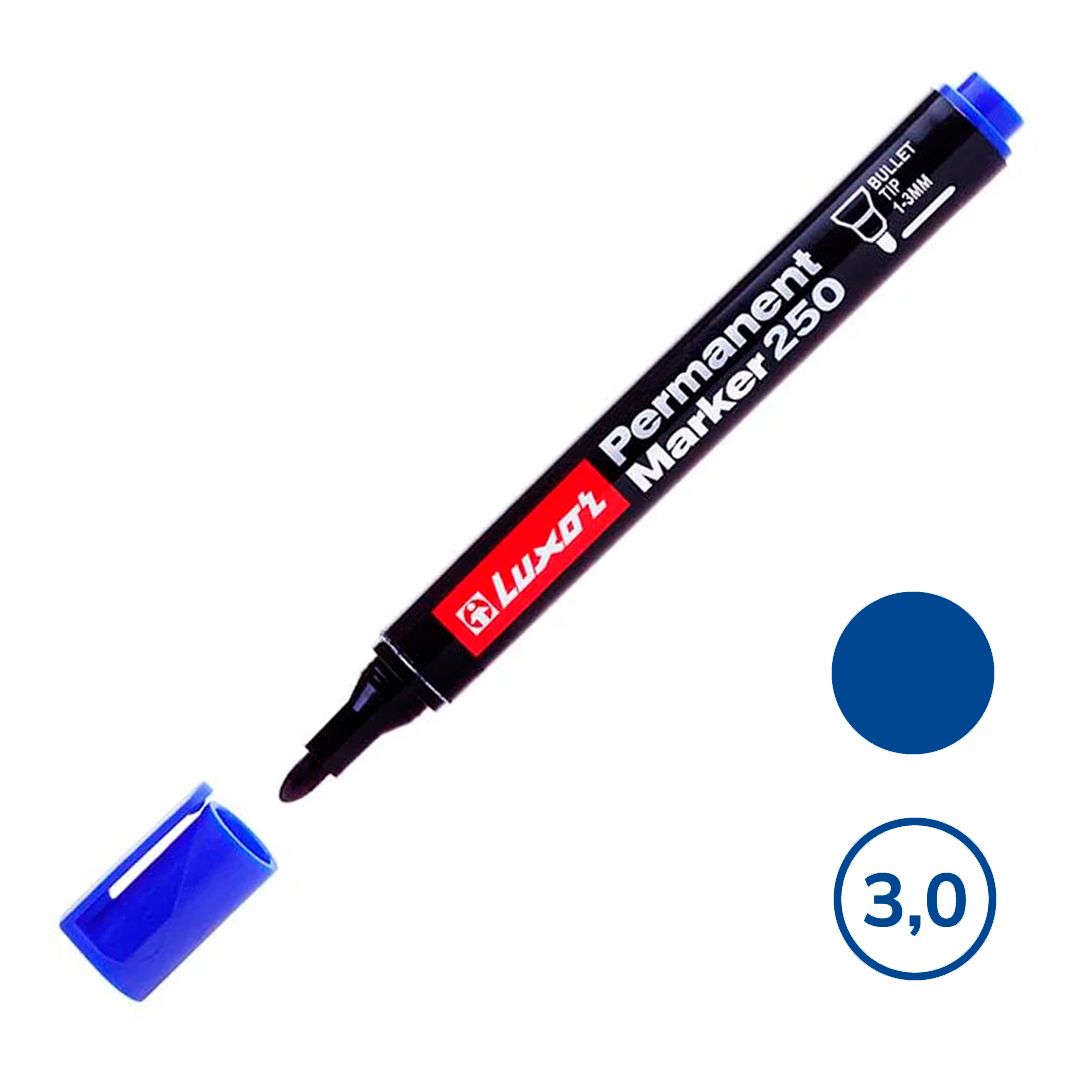 Luxor - Permanent Marker 250-1-3mm-Blue -(12's Box)- 01500052
