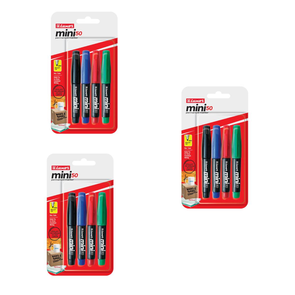 لوكسور - قلم تحديد دائم - ألوان متنوعة - مجموعة من 3 عبوات - 01500044