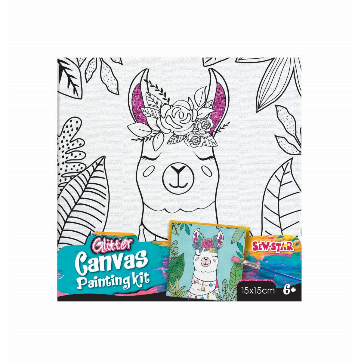 Mogtoy-Glitter Canvas Painting Kit-Alpaca- 17290058