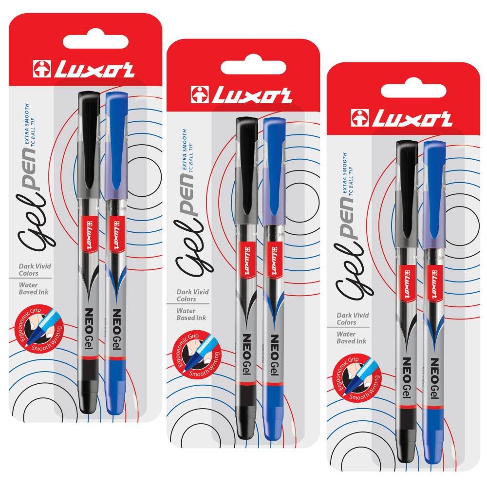 Luxor- Neo Gel- |2 Assorted Colors (Black&amp;Blue)| Set of 3packet- 01500106
