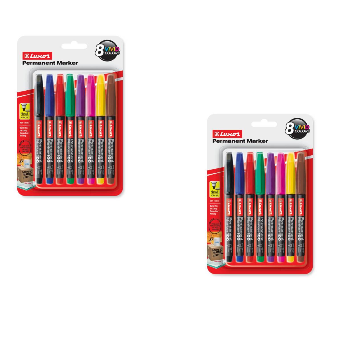 Luxor- Permanent Marker - 8 Assorted colors - Set of 2 packets -01500050
