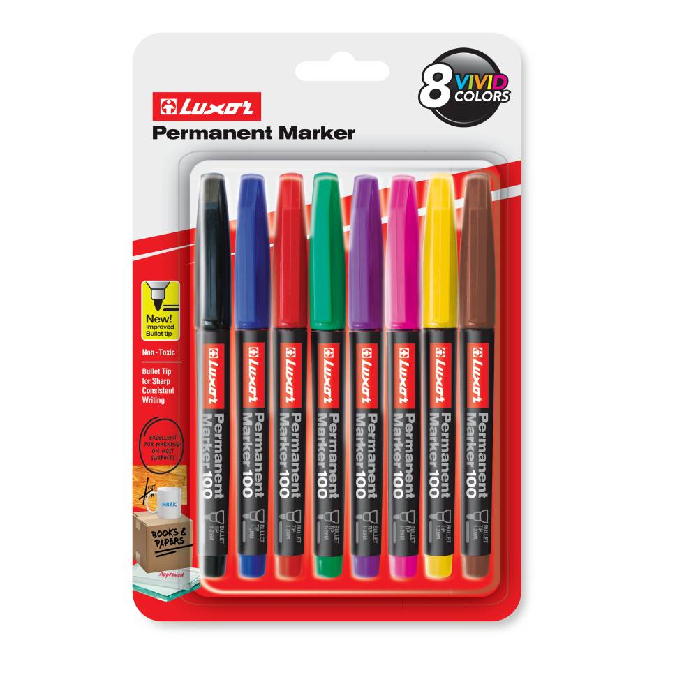 Luxor- Permanent Marker - 8 Assorted colors - Set of 2 packets -01500050