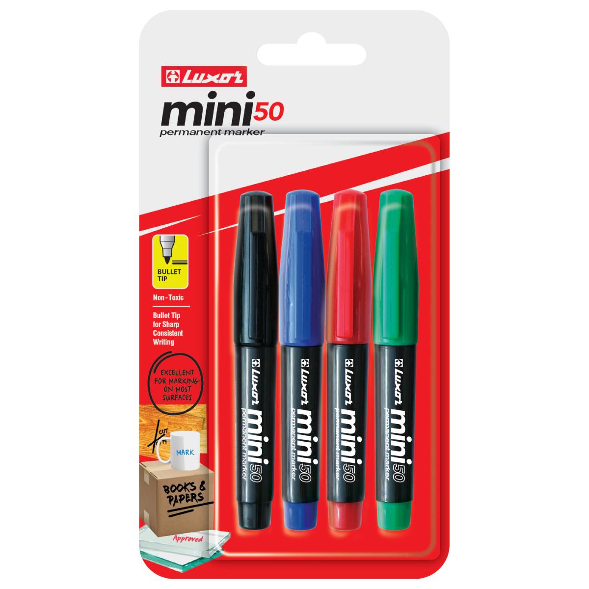 لوكسور - قلم تحديد دائم - ألوان متنوعة - مجموعة من 3 عبوات - 01500044