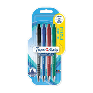 أقلام حبر جاف فليكسجريب قابلة للسحب من بيبر ميت | نقطة متوسطة (1.0 مم) | ألوان متنوعة | 4 عد