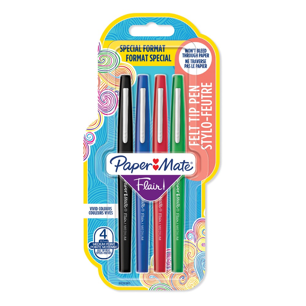 Papermate Flair Original Fibre Tip Pen- 4 Assorted Colors pen -17250349