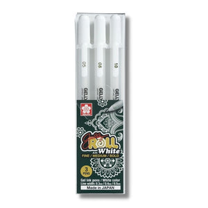 مجموعة أقلام ساكورا جيلي رول 3 قطع - أبيض