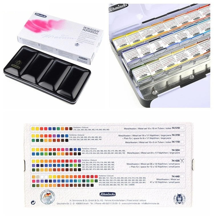 Schmincke Horadam Aquarell Watercolor Pans - Assorted Colors, Set of 48,  Half pans 