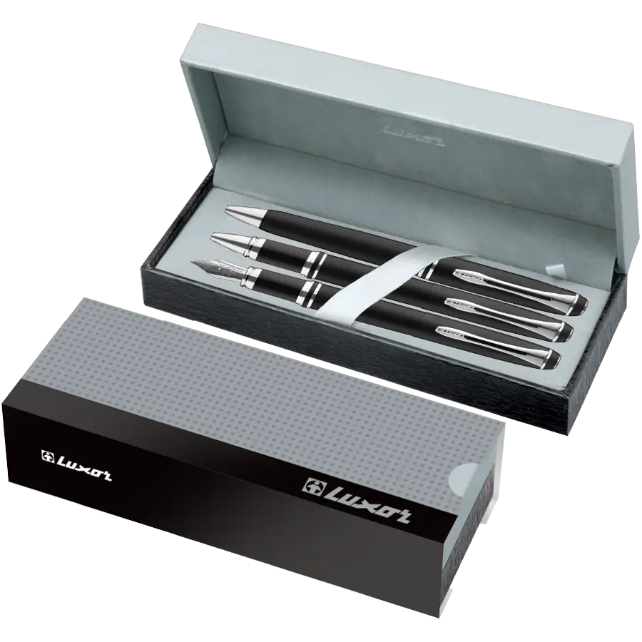 Luxor- Trident Pen Set of 3pens- Black & Gold- Large-01500209