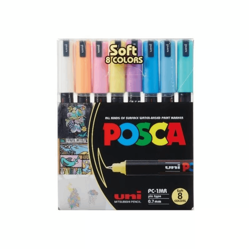 Uni Posca Paint Marker FULL RANGE Bundle Set , Mitsubishi Poster Colour ALL  COLOR Marking Pen Extra Fine Point ( PC-1M ) 21 Colours ( 14 Standard & 7