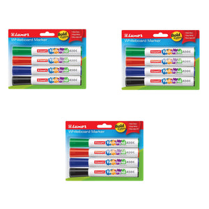 Luxor- Whiteboard marker- 4 Assorted colors - Set of 3 packets -01500077