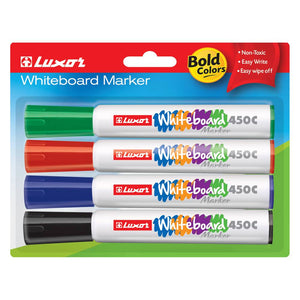 Luxor- Whiteboard marker- 4 Assorted colors - Set of 3 packets -01500077