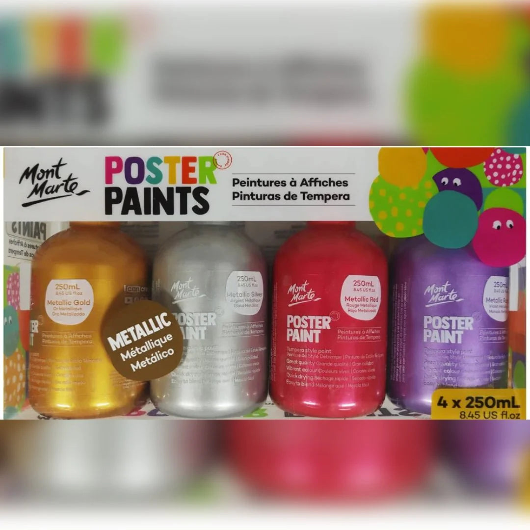 Mont Marte M.M Poster Paint 250ml 4pcs-Metallic-04530166