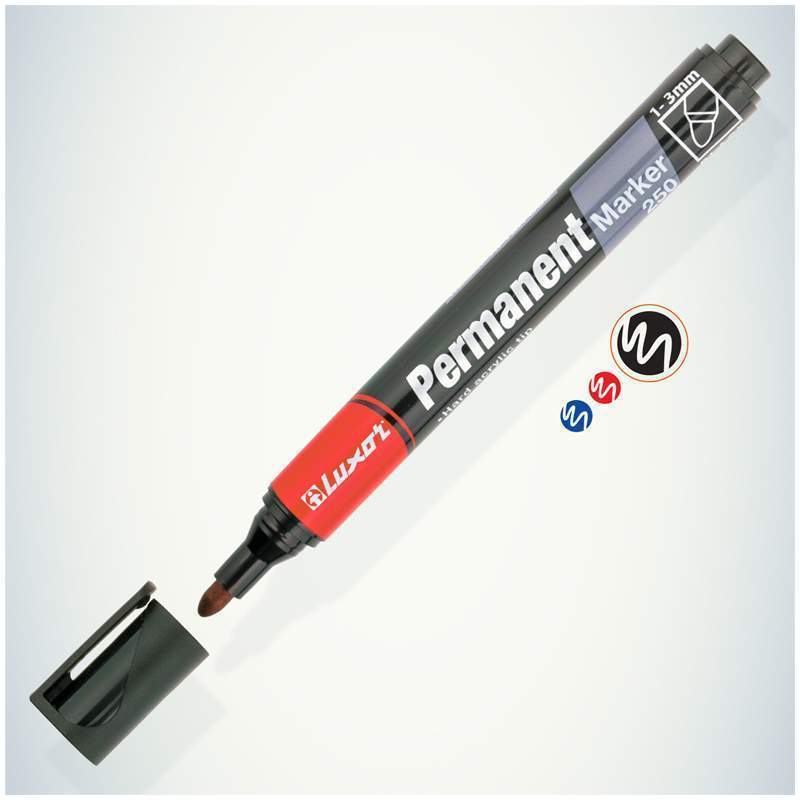 لوكسور - قلم ماركر دائم 250 - 1-3 مم - أسود- (علبة 12 قطعة)