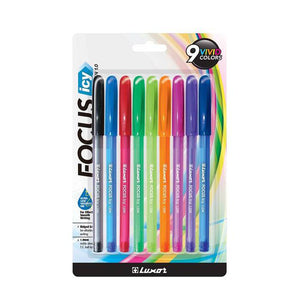 Luxor- Focus Icy Ball Pen- 1.0mm -9Assorted Pens- Set of 3packet -01500096