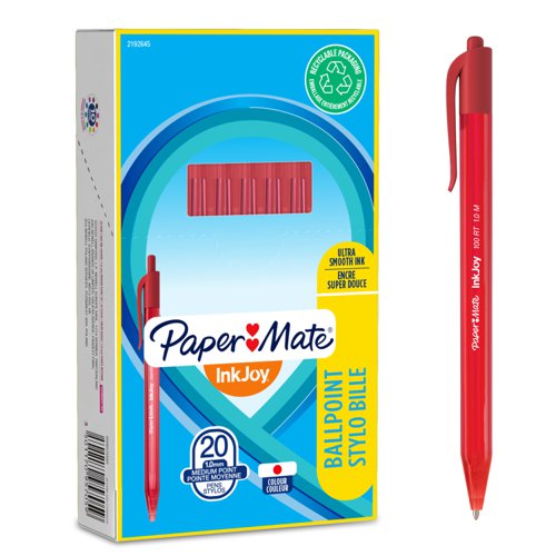 Paper Mate - InkJoy - packet of 20 pens -1.0mm Point Size - Red Ink -17250297
