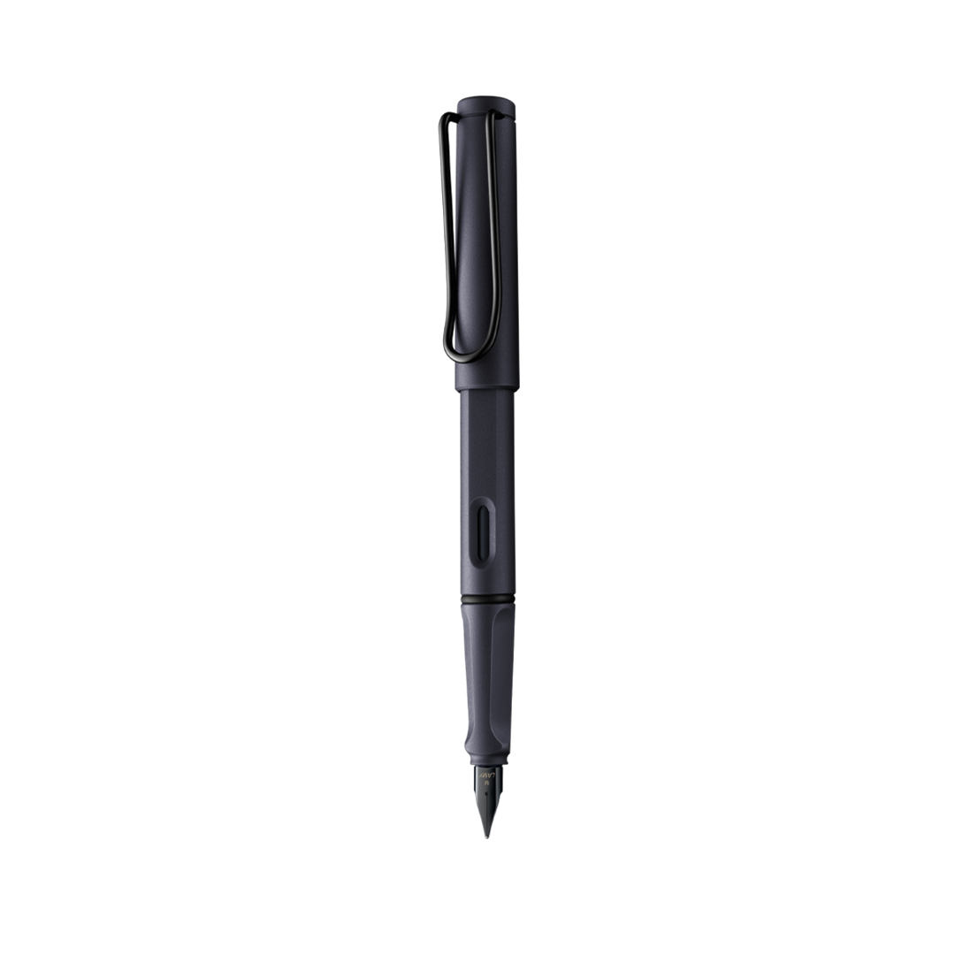 lamy safari fountain pen steel black medium blue ink - 19060142