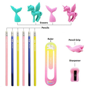 Little Tree 13 in-1 Unicorn Dream HB Pencil 6Pcs and Eraser Set of 3pc - 03210002