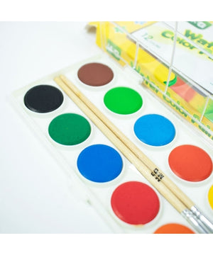 M&G - Water Color Paint 12 colors with 2 brushes - Set of 2pc - 01150023