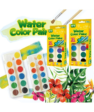 M&G - Water Color Paint 12 colors with 2 brushes - Set of 2pc - 01150023