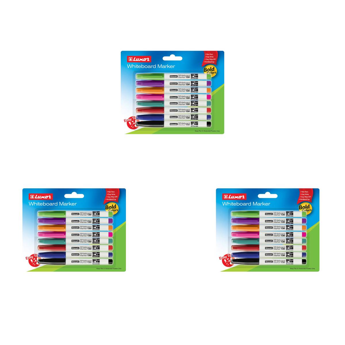 لوكسور - قلم سبورة بيضاء - 12 لونًا متنوعًا - مجموعة من 3 عبوات - 01500078