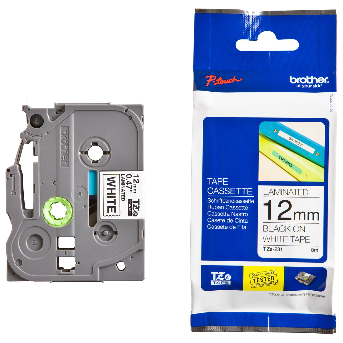 Brother Label Tape Black on White 12mm - 06540004