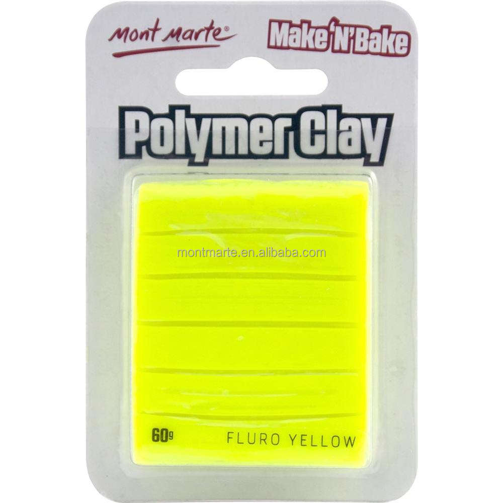 Mont Marte Make n Bake Polymer Clay 60g - Fluro Yellow Set of 2pc - 04530364