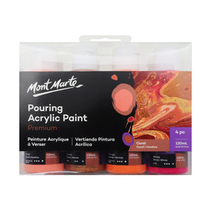 Pouring Acrylic Paint Set Premium 4pc x120ml - Coral - 04530446