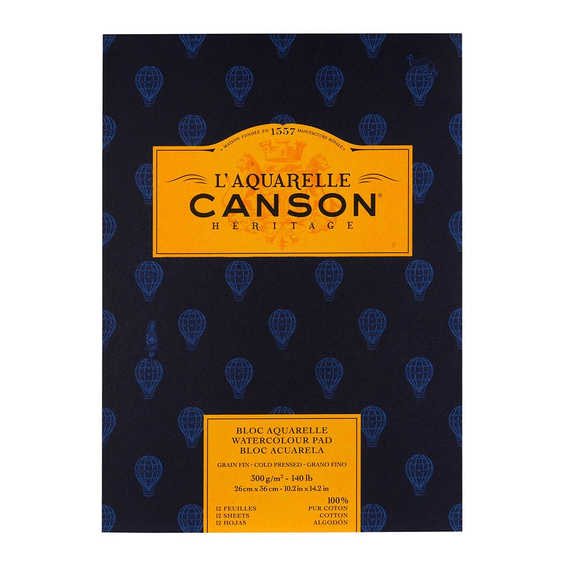 Canson Heritage Watercolor Paper Pad 300gsm, 26x36cm -12 Sheets - 07021471