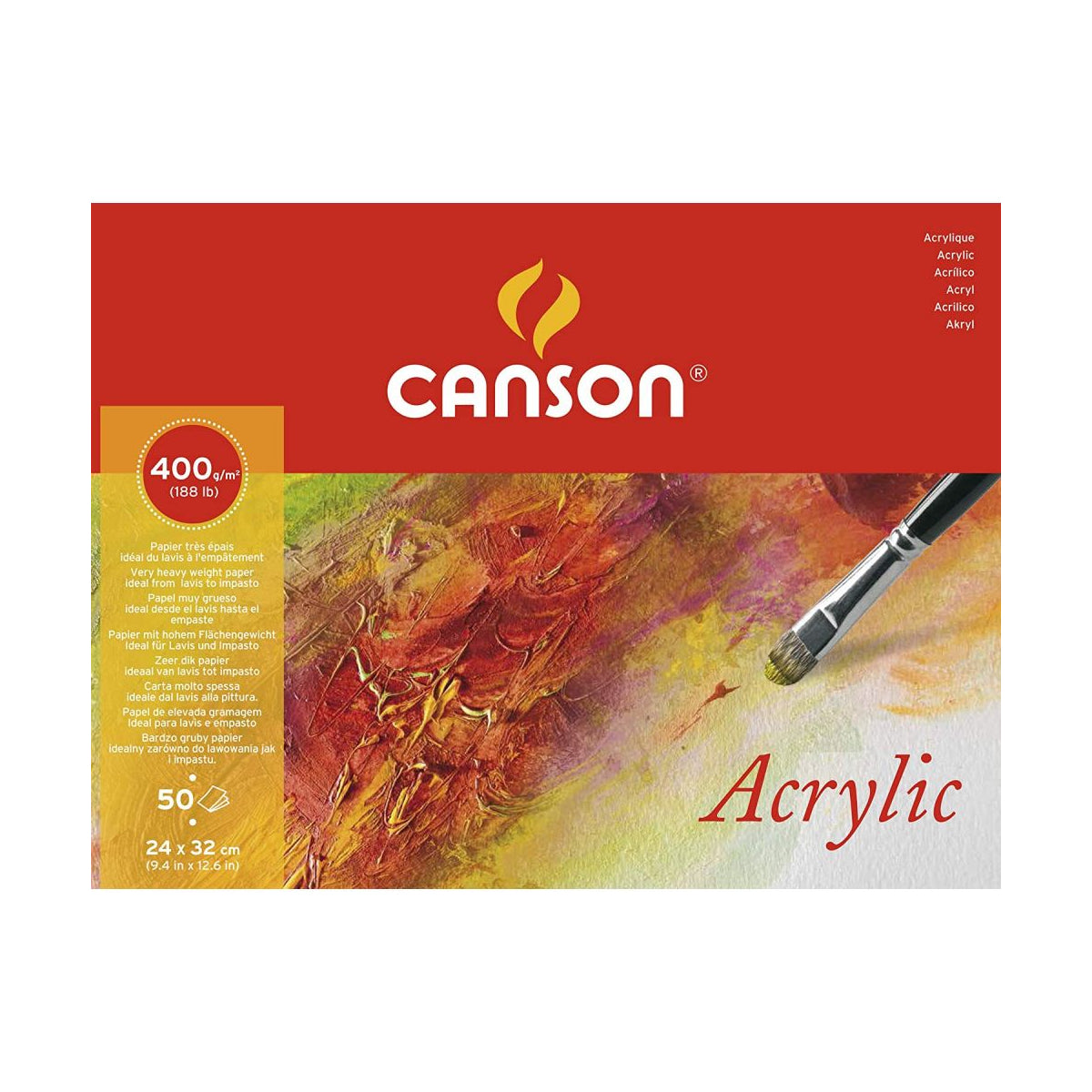 Canson Acrylic 400gm 24 X 32cm Paper Pad (Natural White, 50 Sheets) - 07021532