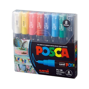 Uni Posca Marker Pen Set of 8 Assorted Colors (0.7mm) - 14050414