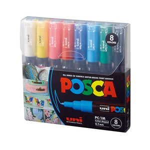 مجموعة أقلام ماركر Uni Posca من 8 ألوان متنوعة (0.7 ملم) - 14050414