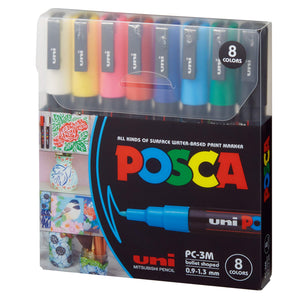 مجموعة أقلام ماركر Uni Posca من 8 ألوان متنوعة (0.9-1.3 ملم) - 14050417