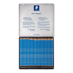 Staedtler Mars Lumograph Drawing Pencil Metal Case Containing 24 In Assorted Degrees - 14050478