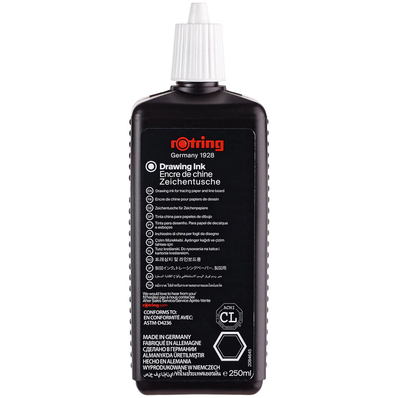 Rotring Drawing Ink For tracing paper and Line Board 250ml - Black - 17250123