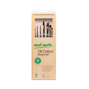 Mont Marte Oil Brush Set Taklon Brush Box 7pce - 04530148