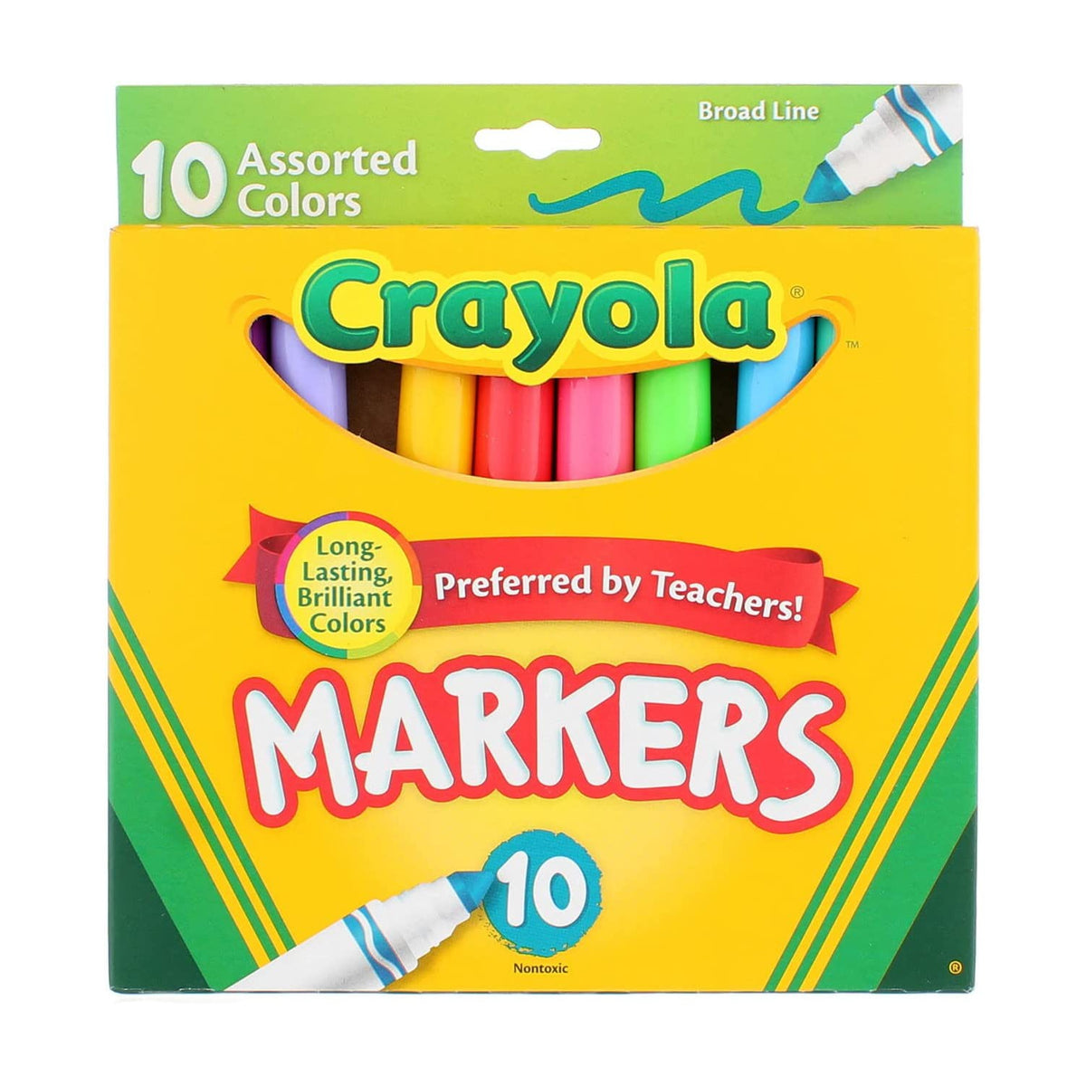كرايولا ، اقلام خط عريض ، الوان متنوعة ، 10 اقلام 