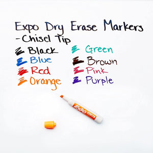 Expo, Low Odor Dry Erase Markers, Chisel Tip, Set of 8 Assorted Colors - 17250245