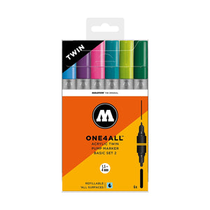 مولوتو One4All قلم ماركر أكريليك مزدوج ، طقم أساسي 2،1.5 ملم - 4 ملم 05600331