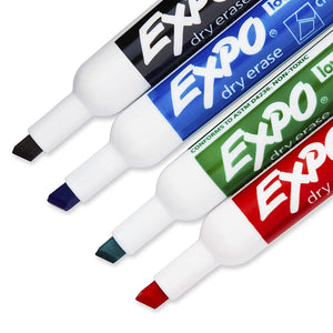 EXPO, Low Odor Dry Erase Marker, Chisel Tip, Set of 4 Basic Assorted - 17250251