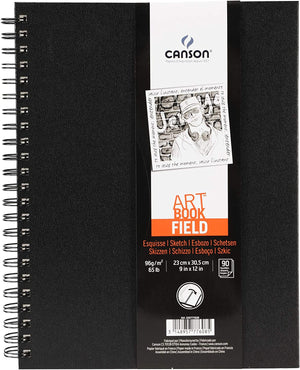 Canson, Spiral Sketch Book Fine, 23cm x 30.5cm, 90 Pages, Black - 07021110