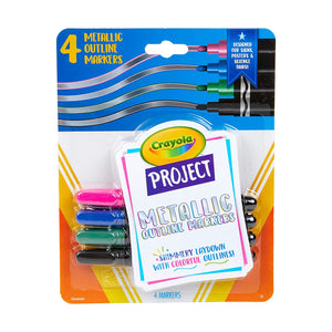 Crayola, Metallic Outline Markers, Assorted Colors, Art Supplies, 4 colors - 01330746