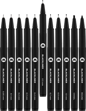 مولوتو - مجموعة أقلام بلاك لاينر كاملة ، 11 قلم ، 1 مجموعة لكل منها - 05600529