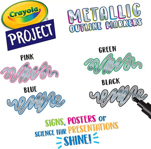 Crayola, Metallic Outline Markers, Assorted Colors, Art Supplies, 4 colors - 01330746